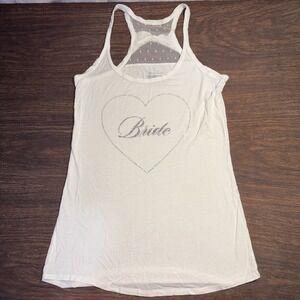 Victoria's Secret I Do Bride Tank Top Women's Large Rhinestone Heart Bow Back